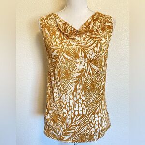 Christian Soriano New York Brown Tropical Linen Sleeveless Blouse size xl